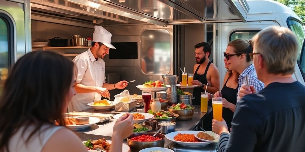Mobiele catering foodtruck serveert heerlijk eten op evenement in Brabant